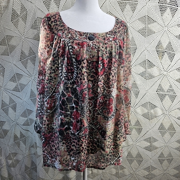 Sara Michelle Tops - Sara Michelle size 1X flowy long sleeve blouse